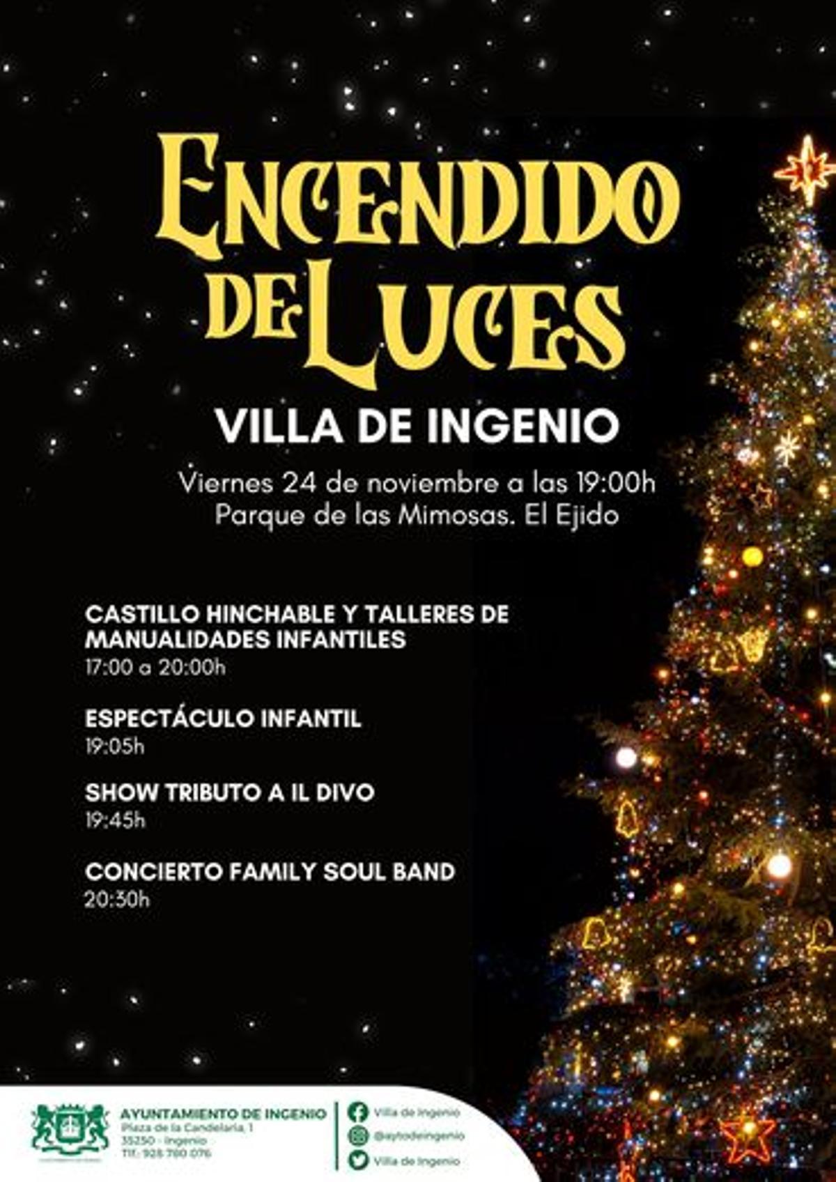 Cartel de actos navideños en Ingenio