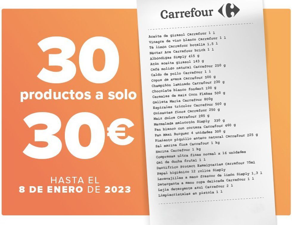 Imatge promocional de la cistella de productes bàsics de Carrefour