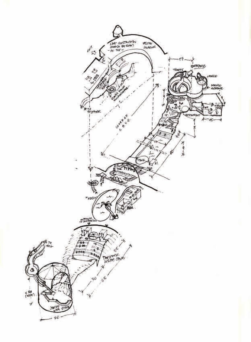 BOCETO ORIGINAL DEL PROYECTO DE CÉSAR MANRIQUE PARA LOS JAMEOS DEL AGUA, EN LANZAROTE.