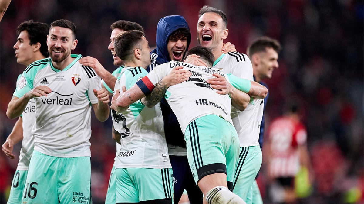 Osasuna celebra en San Mamés el pase a la final de la Copa