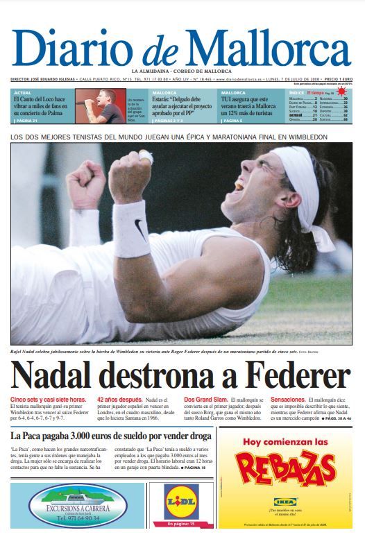 Portada de Diario de Mallorca del 8 de julio de 2008