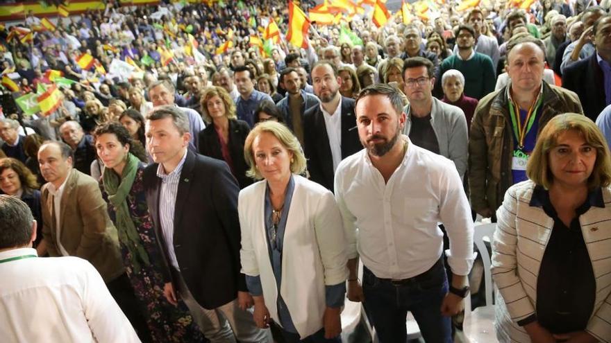 Santiago Abascal, durante el mitin en el Príncipe de Asturias la pasada campaña electoral.