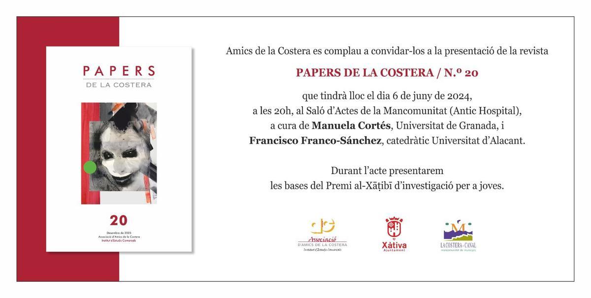 Invitación al acto organizado por Amics de la Costera.