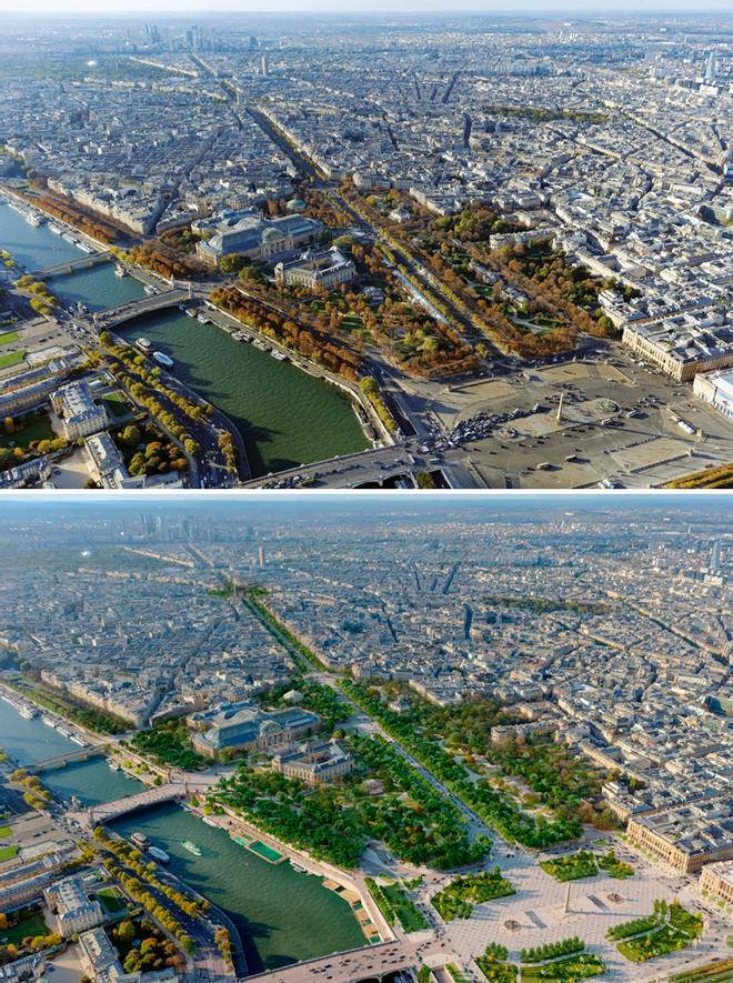 Comparativa 2020-2030 Avenida Campos Elíseos en París