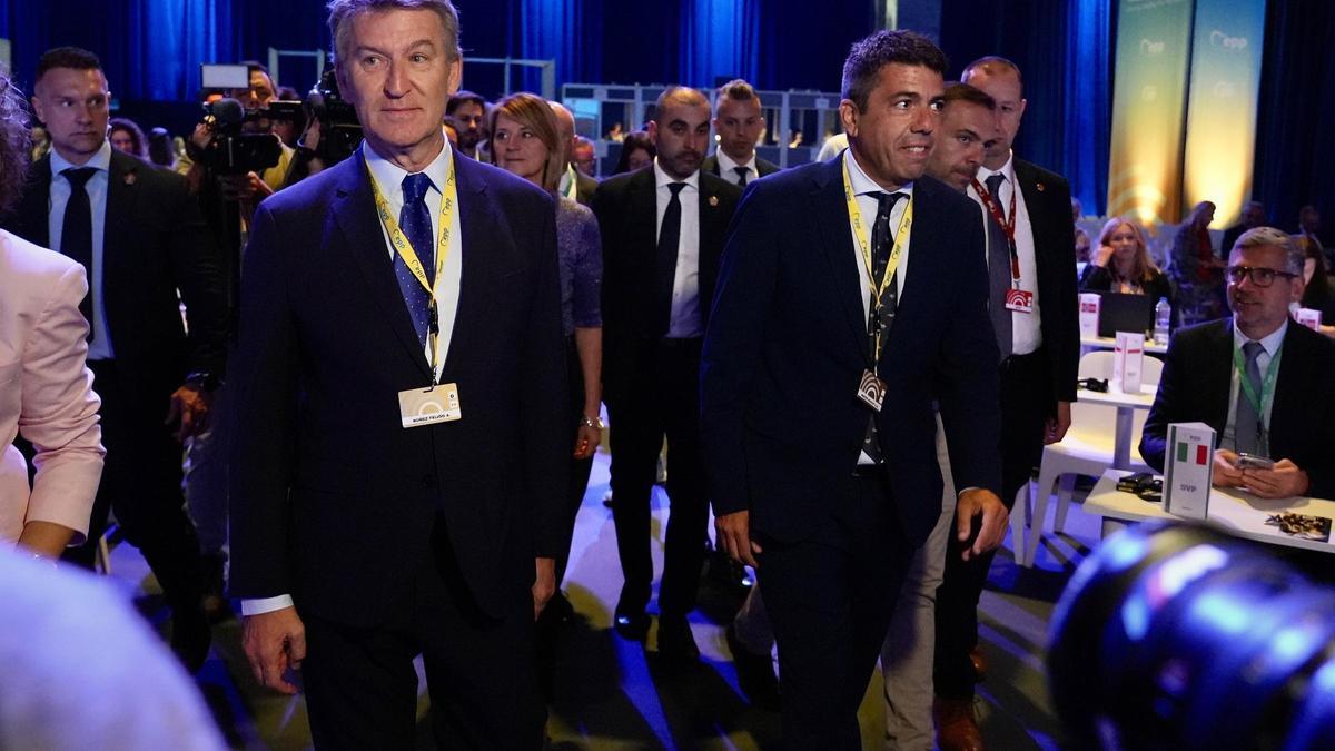 Feijóo y Mazón, durante el congreso del PP europeo en València.