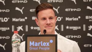 Ter Stegen, en su presentación con el Girona