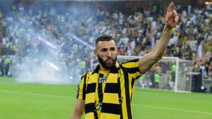 Karim Benzema, en la presentación con el Al Ittihad