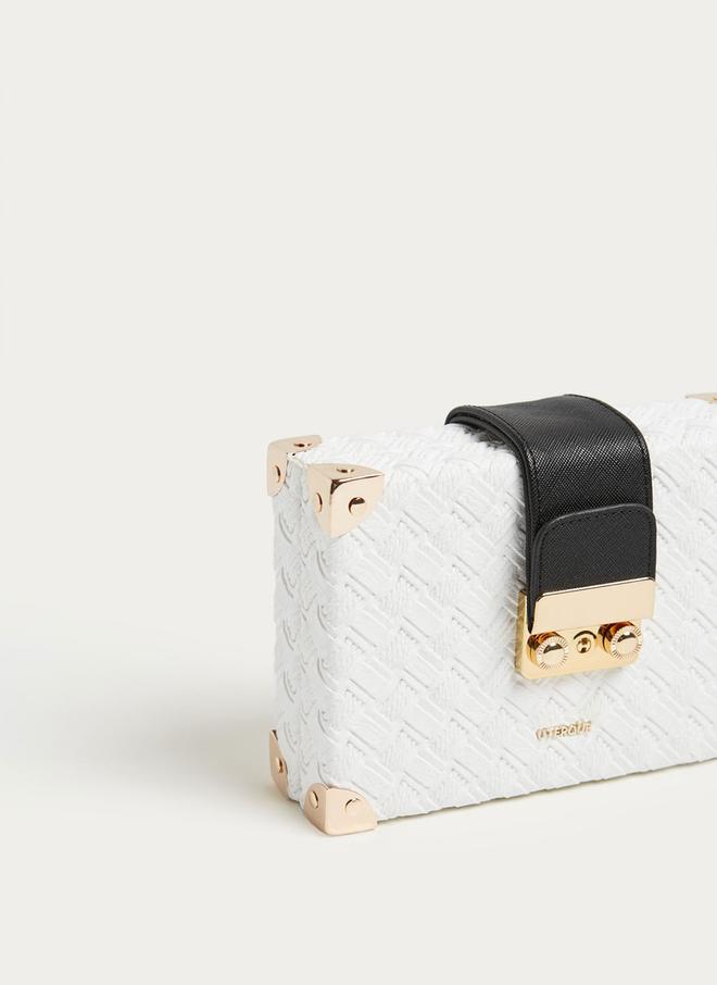 Caja trenzada blanca y negra, Uterqüe