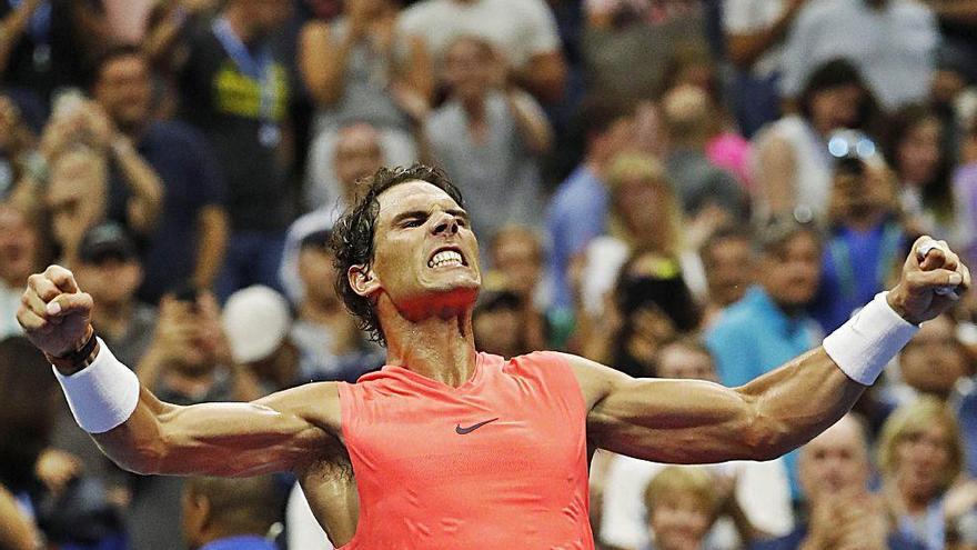 Nadal celebra su victoria en cuatro sets sobre Khachanov.