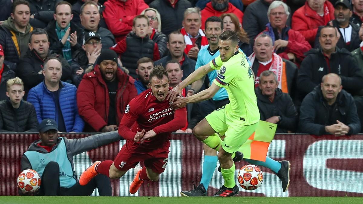 Jordi Alba la noche de Anfield ante el Liverpool