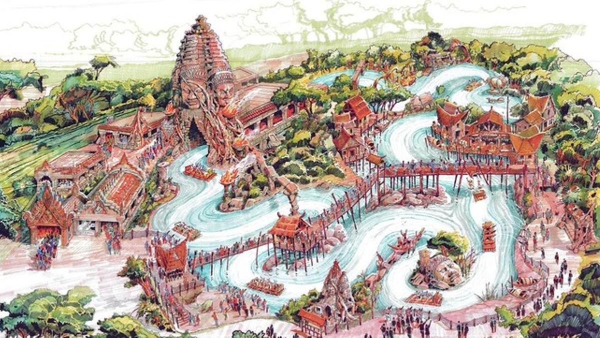 Ilustración de la nueva atracción de Port Aventura, Angkor.