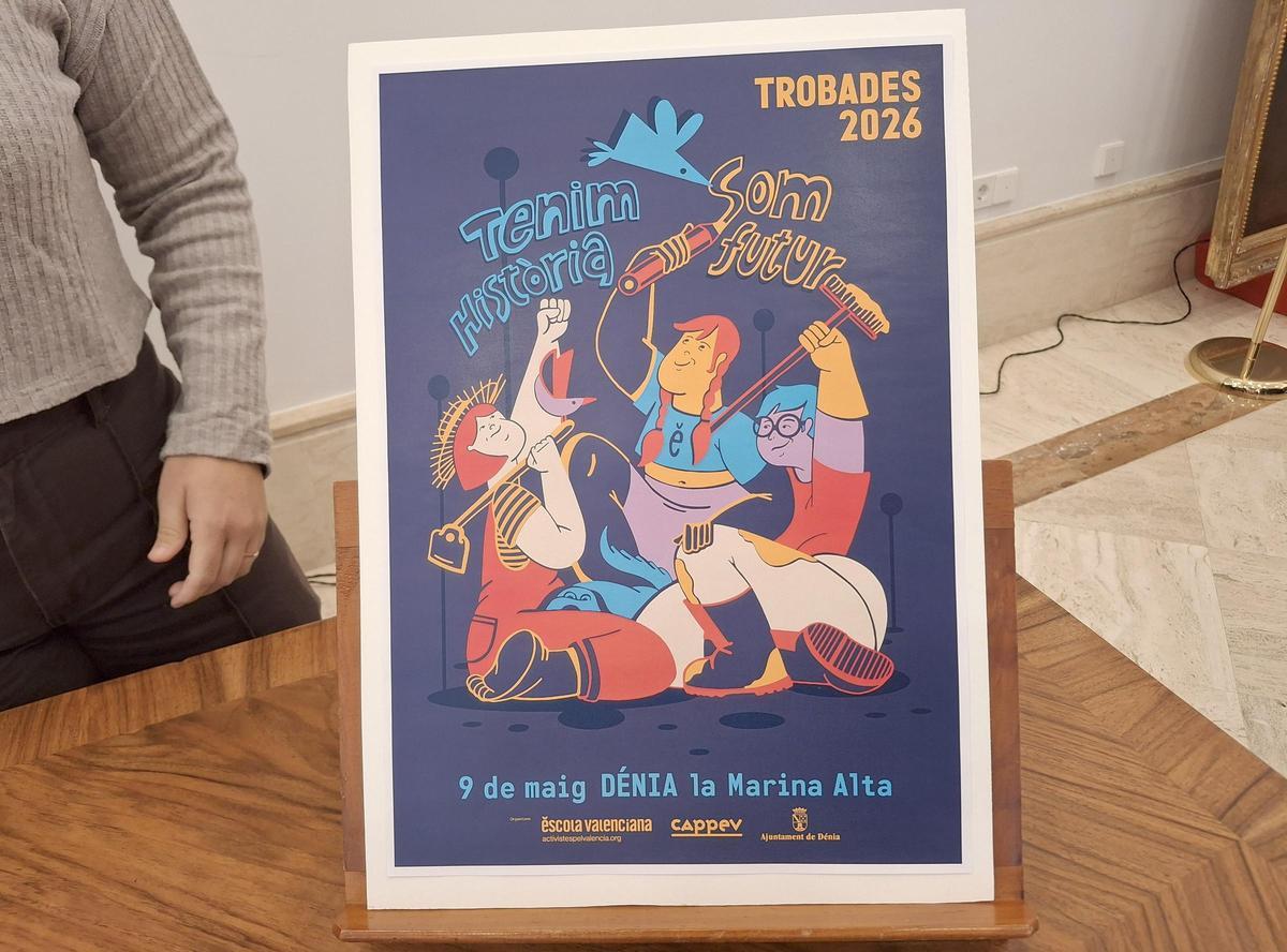 El cartel de la "trobada": el color de fondo es el azul tejano