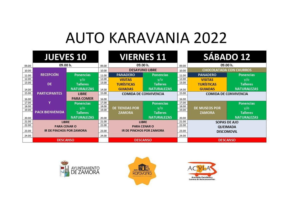 Programa de actividades de la concentración de caravanas en Zamora 'Auto Karavania'.