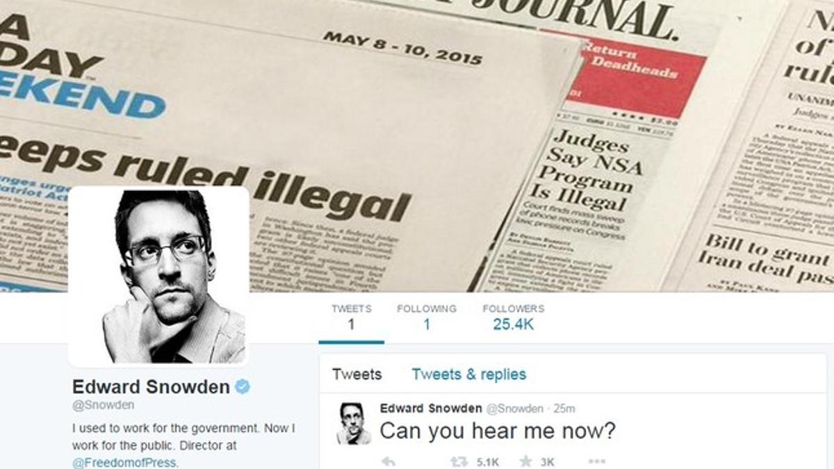 Página de Twitter del exanalista de la NSA Edward Snowden.
