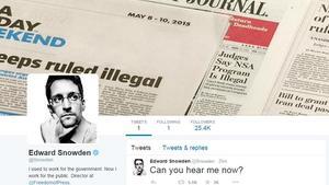 Pàgina de Twitter de l’exanalista de la NSA Edward Snowden.