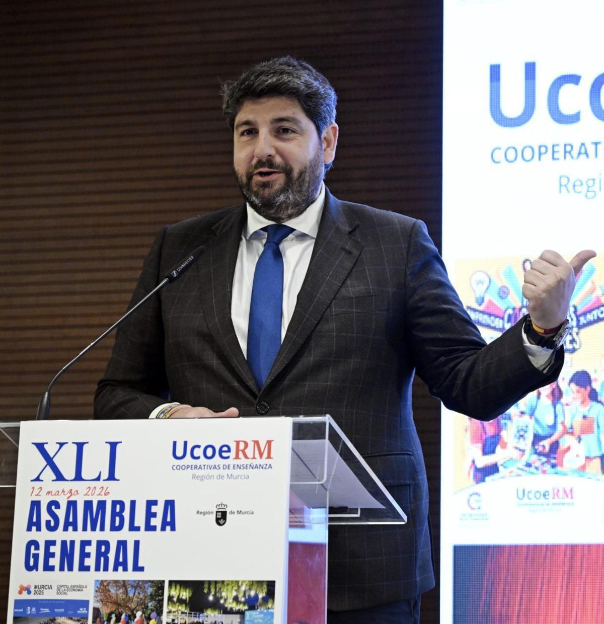 El presidente López Miras, en su discurso de inauguración.