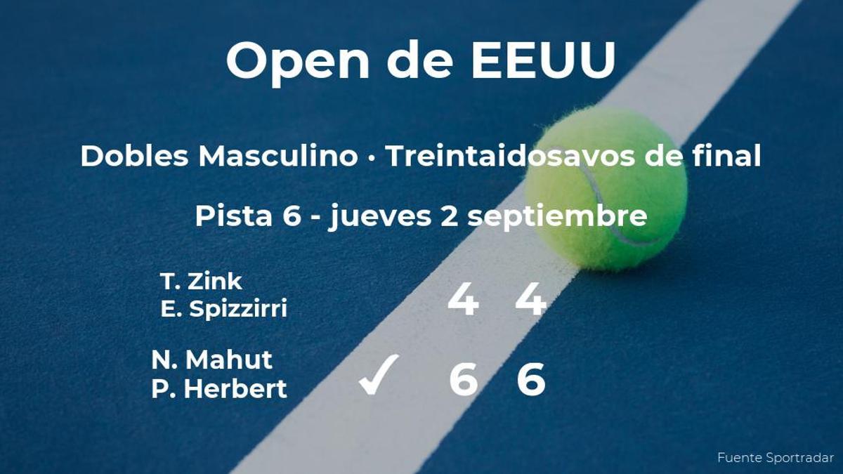 Los tenistas Mahut y Herbert ganaron a los tenistas Zink y Spizzirri y estarán en los dieciseisavos de final del US Open