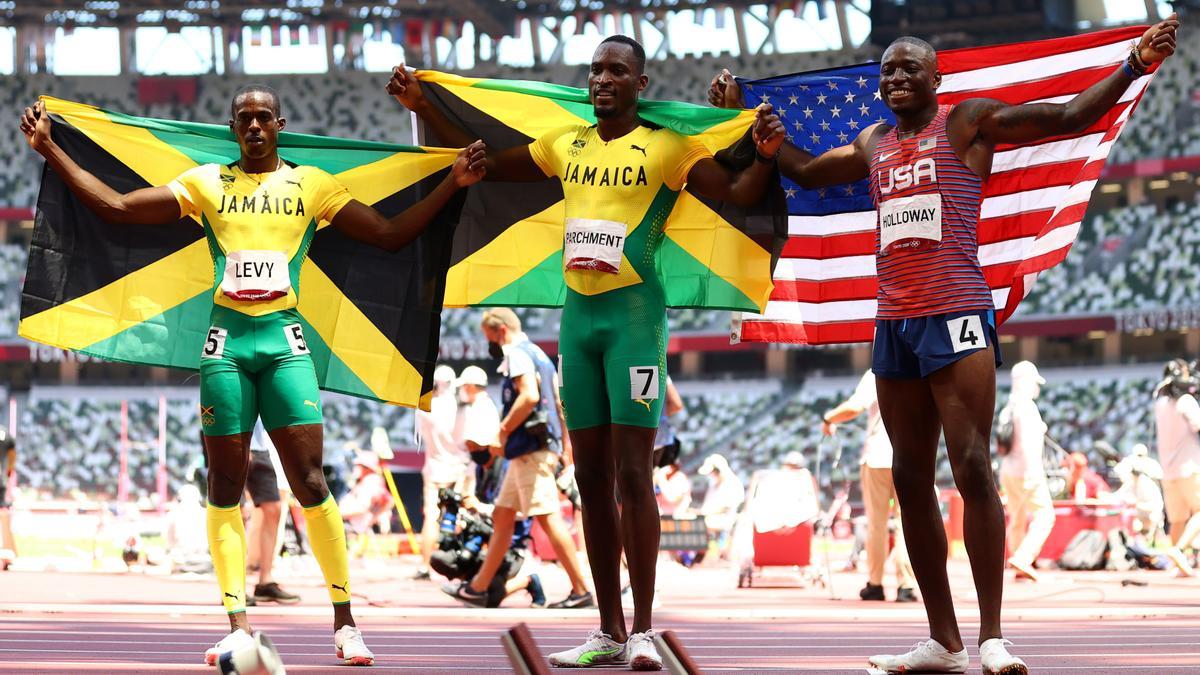 Hansle Parchment, Grant Holloway y Ronald Levy, el pido de los 110 metros vallas.