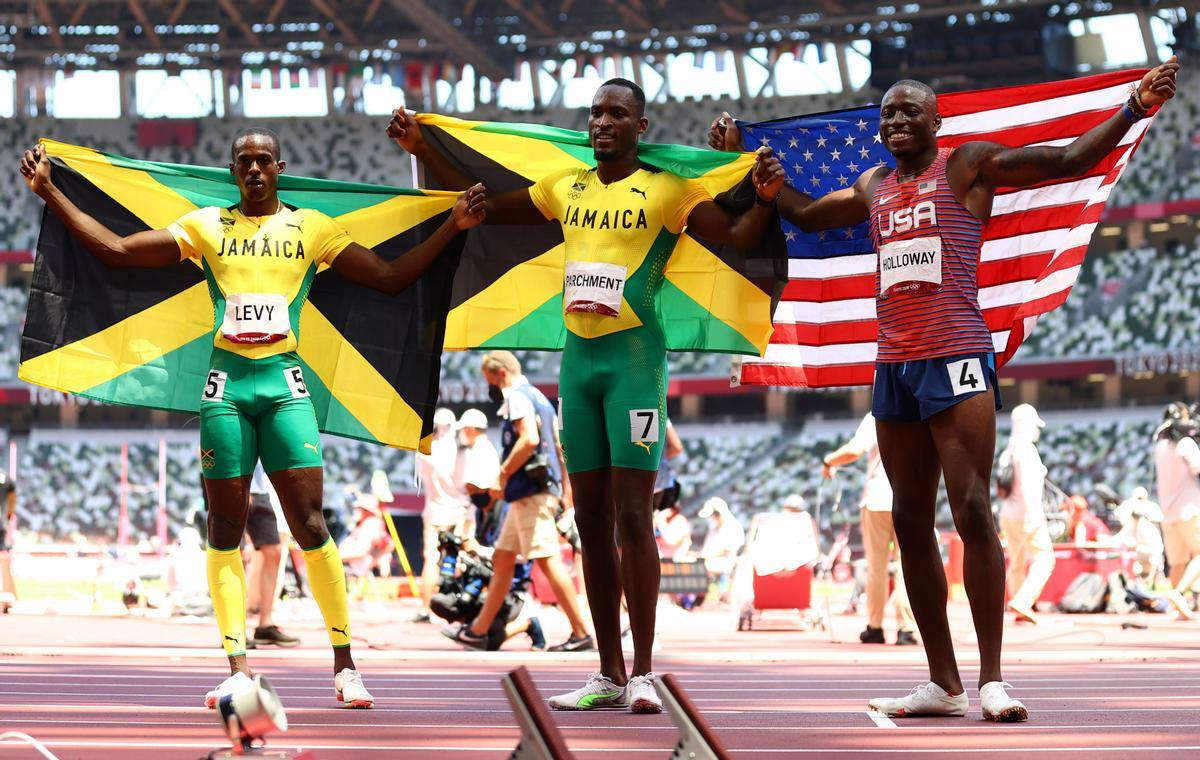 Hansle Parchment, Grant Holloway y Ronald Levy, el pido de los 110 metros vallas.