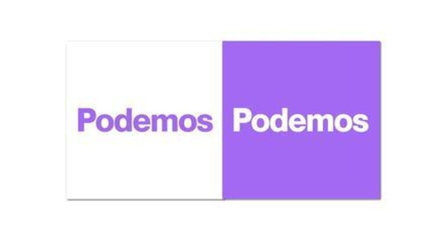 Nuevos logotipos de Podemos presentados en la Universidad de Otoño este domingo.