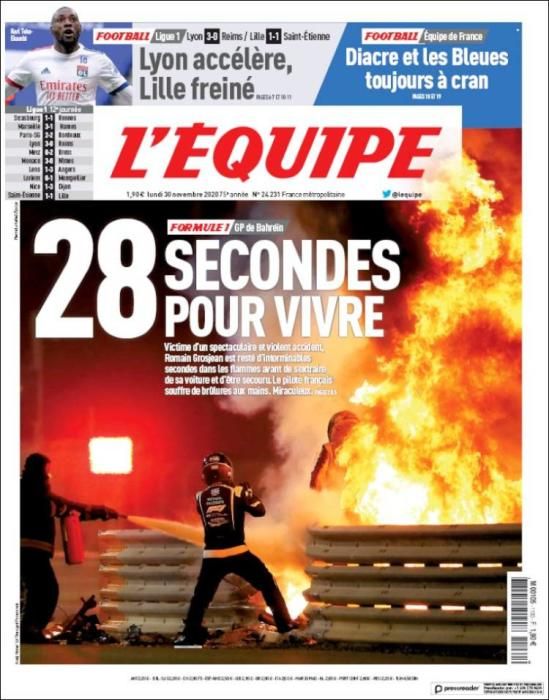 Portada L'ÉQUIPE lunes 30 noviembre 2020