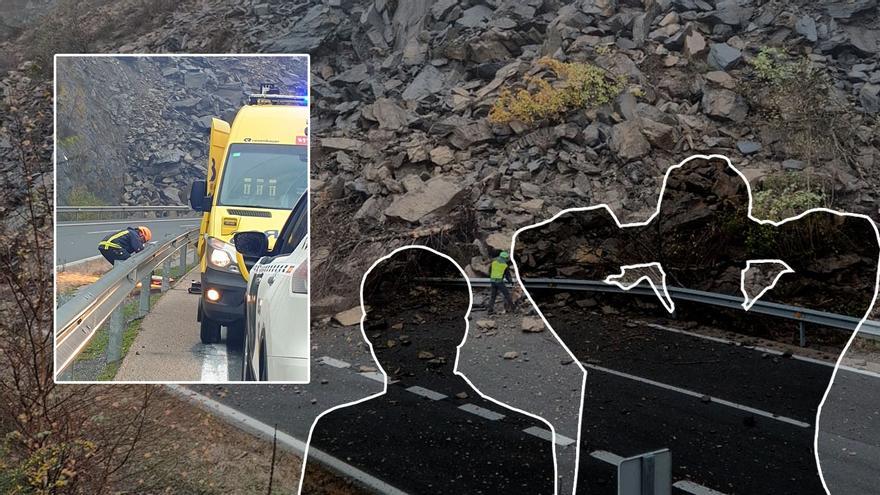 Un desprendimiento de tierra en la Autopista del Huerna obliga a cortar totalmente la AP-66 en Lena