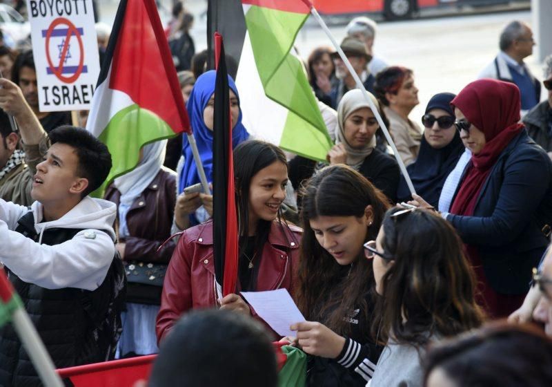 Numerosa manifestación de apoyo a la causa palestina