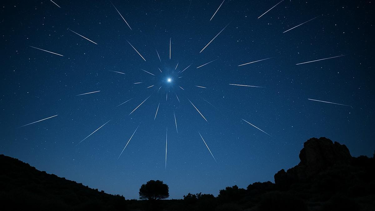 Simulación de lluvia de estrellas Delta Acuáridas.