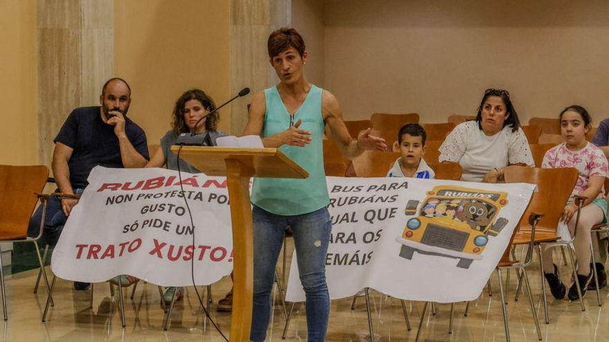 Padres de alumnos de Rubiáns, en el pleno de Vilagarcía.