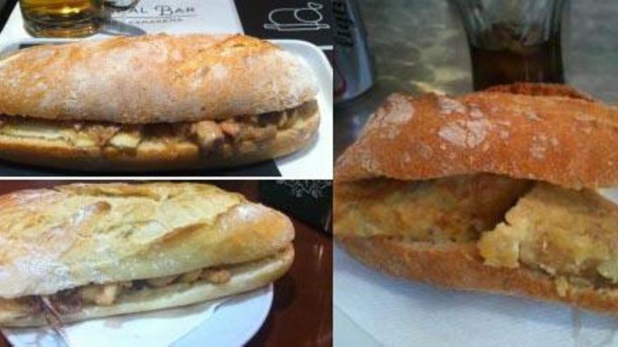 Un bocadillo de tortilla de patatas, de calamares... y otras muchas más opciones.