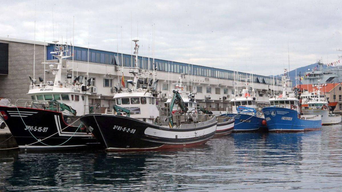 Barcos del cerco descansan en aguas del puerto pesquero de O Berbés (Vigo).