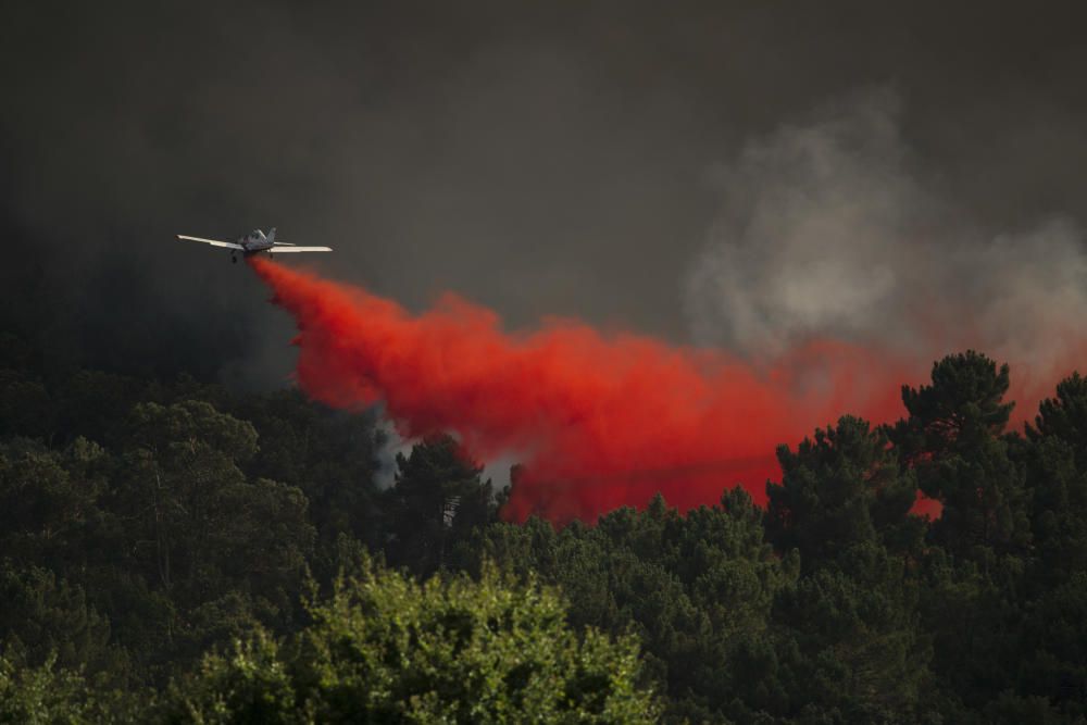 Los servicios de emergencia intentan sofocar las llamas por tierra y por aire.