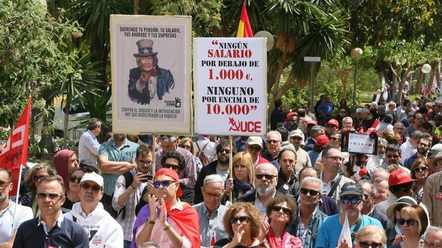 Manifestantes en la marcha del Primero de Mayo de este año, en Murcia