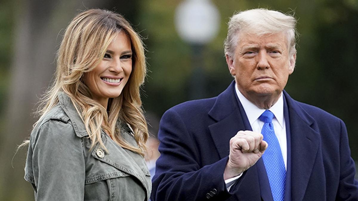 Primer plano de Melania Trump y Donald Trump