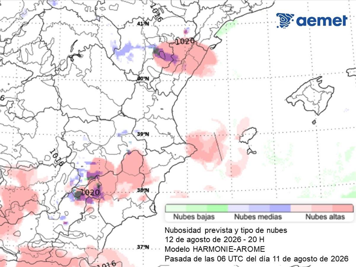 Existe cierta incertidumbre en zonas del norte de Castellón, donde los restos de nubes altas podrían cubrir el cielo a la hora del eclipse.