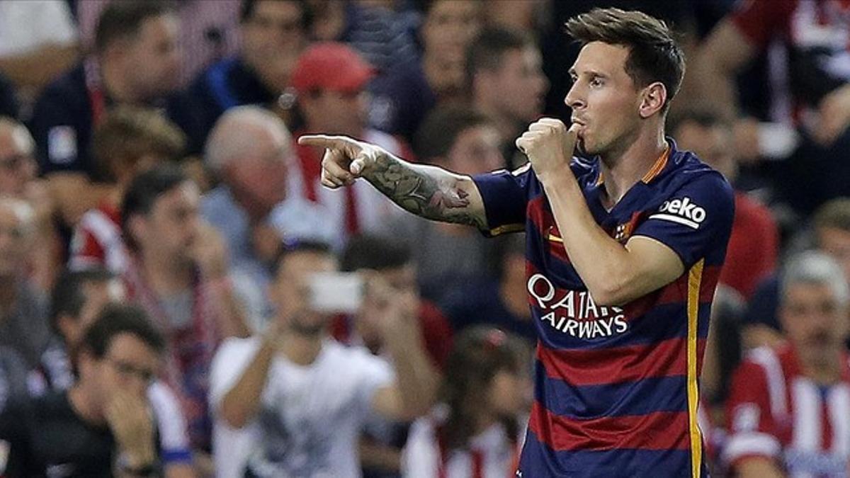 Messi dedica a su segundo hijo, el recién nacido Mateo, el gol de la victoria azulgrana en el Calderón.