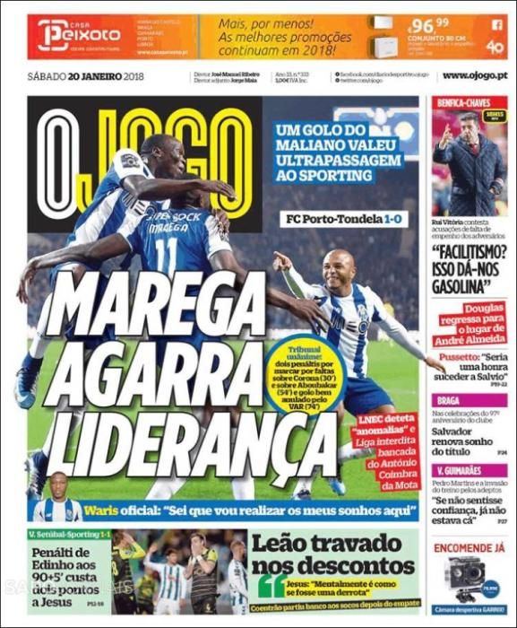 Portadas deportivas sábado 20 de enero de 2018