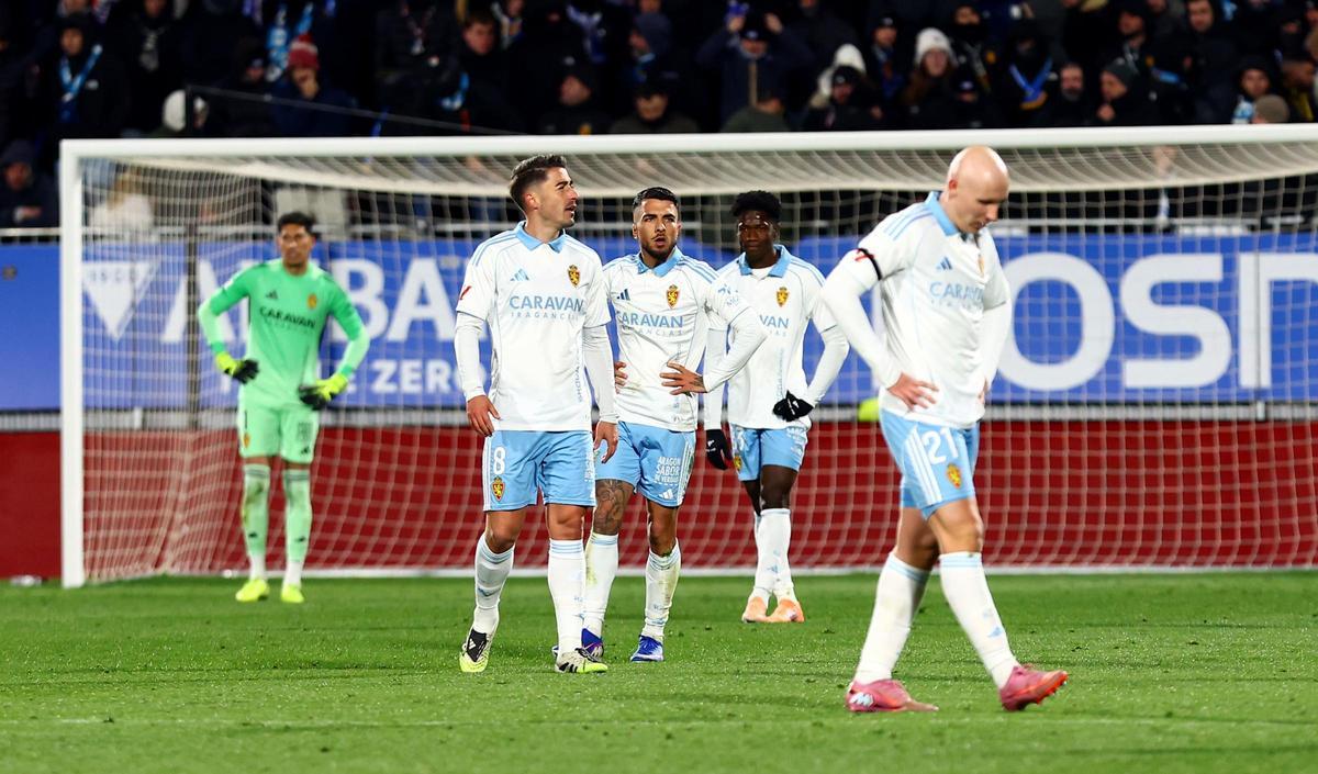 Valery, Toni Moya, Tasende y Paul, al final del duelo ante Las Palmas.