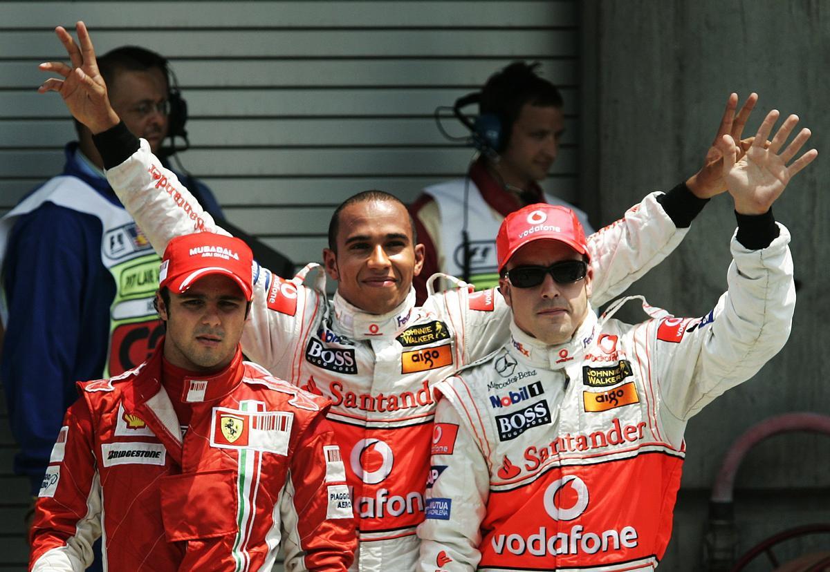 Hamilton, Massa y Alonso en 2007