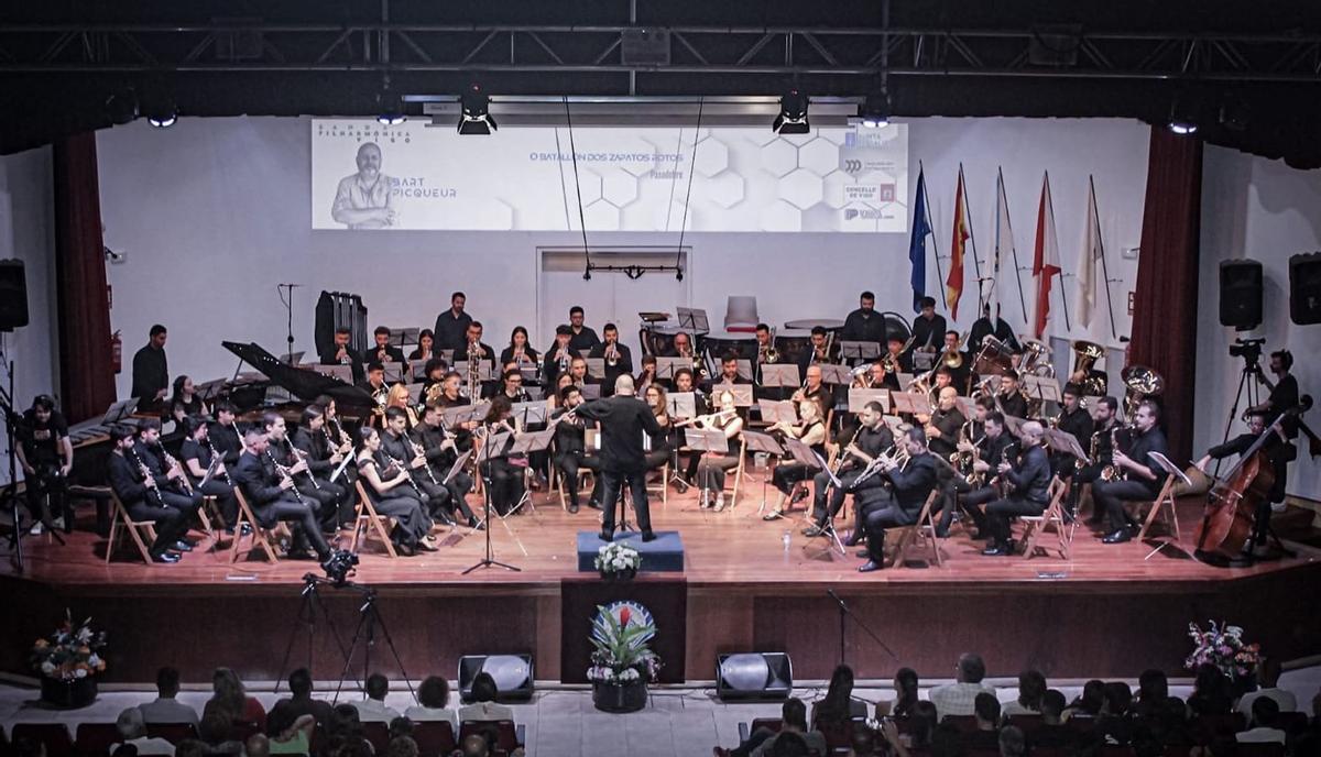 Concierto de la Banda Filharmónica de Vigo con Bart Picqueur como director, el pasado año.