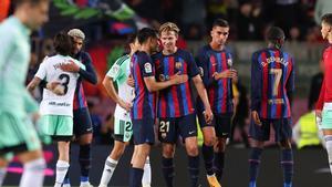 El Barça celebrando el triunfo ante Osasuna