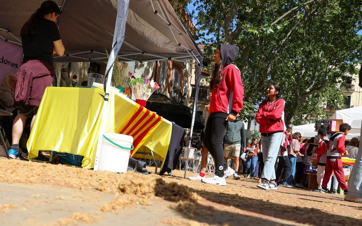 Polen en las calles de Barcelona durante la diada de Sant Jordi.