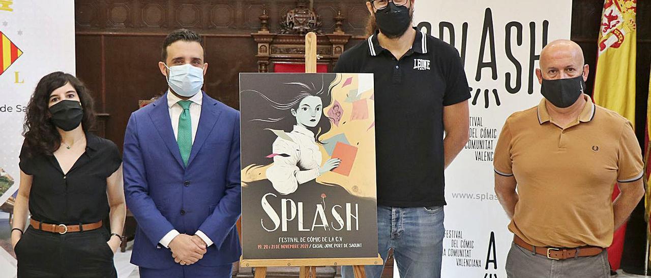 Protagonistas durante la presentación del cartel de Splash. | LEVANTE-EMV