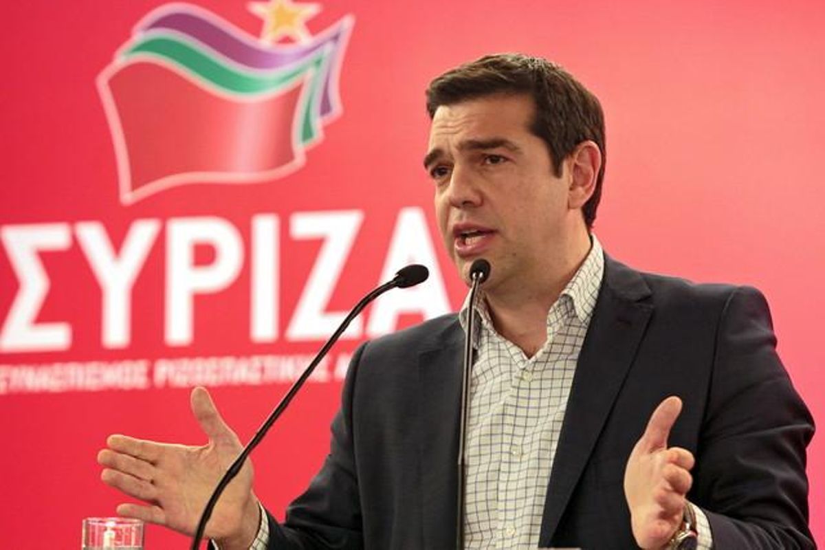 Alexis Tsipras, primer ministre grec, intervé davant el comitè central de Syriza aquest dissabte, a Atenes.