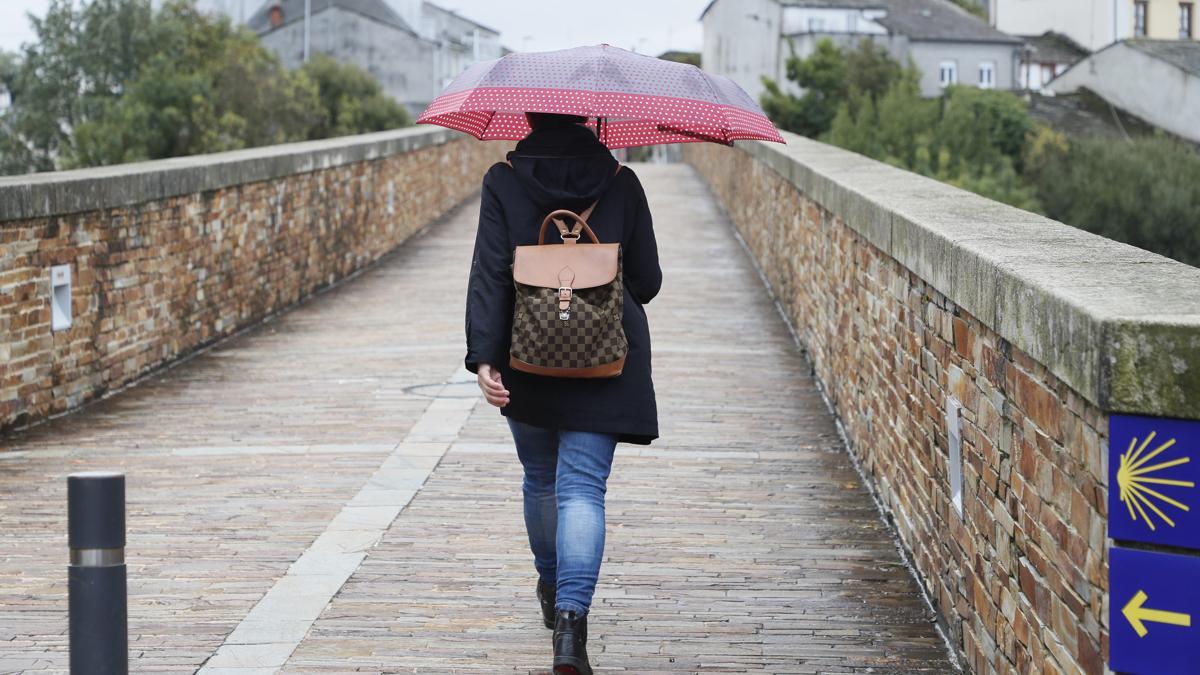 Imagen de una mujer con paraguas.