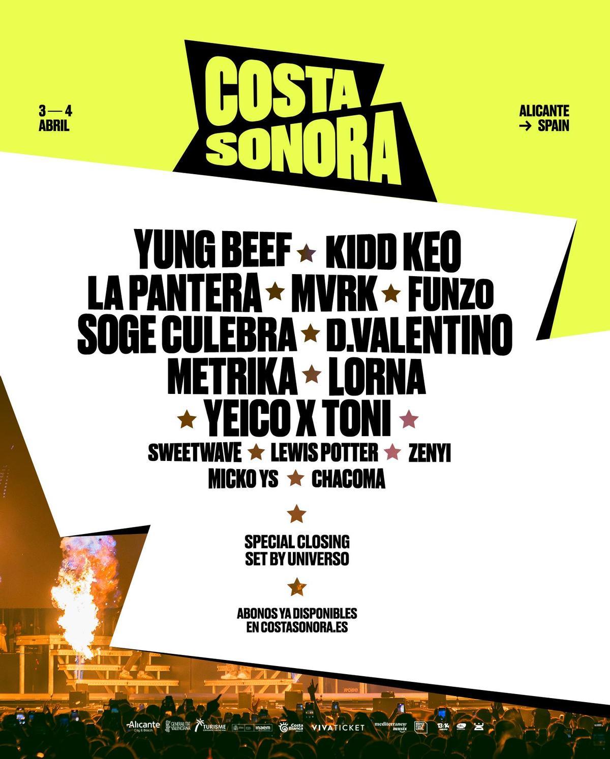 Cartel oficial de la segunda edición del festival Costa Sonora de Alicante