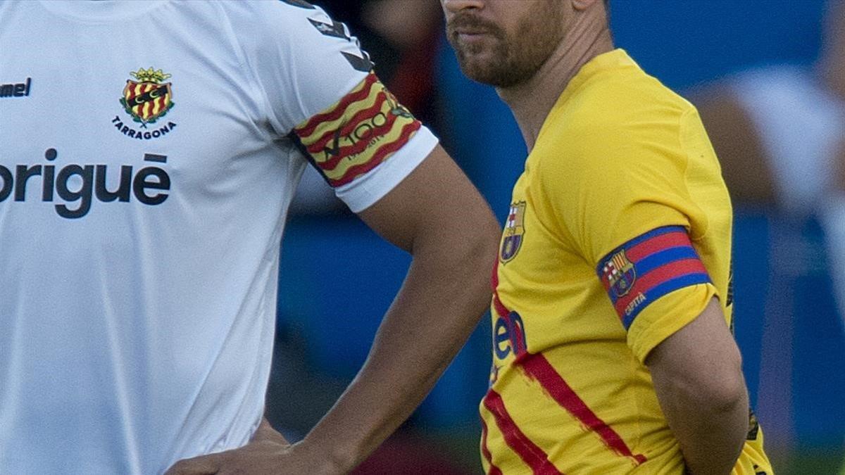 Messi, con el brazalete de capitán, en el primer amistoso.