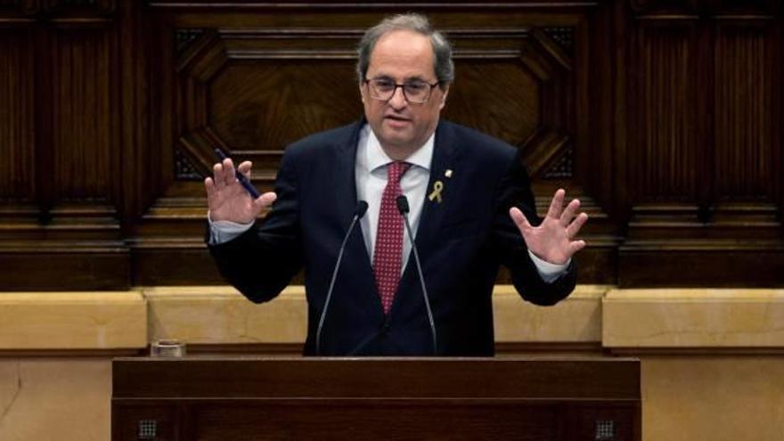 El president de la Generalitat, Quim Torra, ahir al Parlament