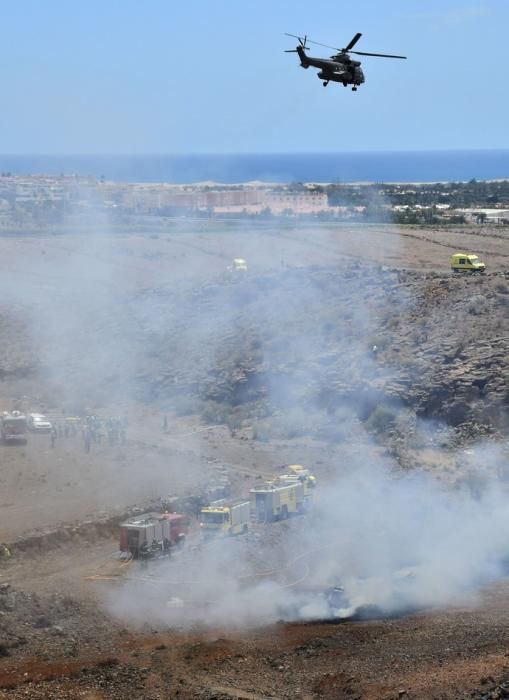 10/04/2019 SAN BARTOLOME DETIRAJANA. Simulacro accidente aéreo del Ejercito del Aire.  Fotógrafa: YAIZA SOCORRO.  | 10/04/2019 | Fotógrafo: Yaiza Socorro