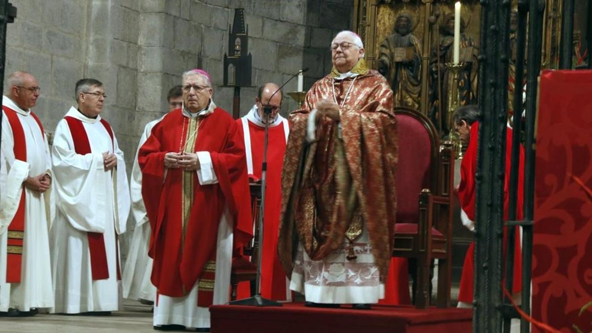 El obispo de Girona, Francesc Pardó, durante su homilía de Sant Narcís.